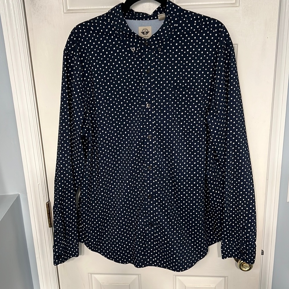 Dockers Blue Button Down Shirt with White Flower Print